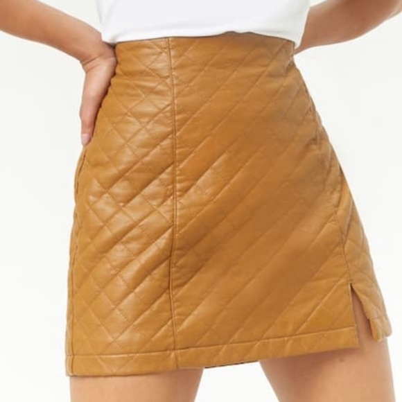 Quilted Faux Leather Mini Skirt - Picture 1 of 6